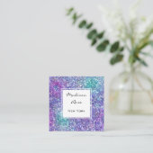 Trendy Glam Paarse, Blauwe & Groene Glitter Sparkl Vierkante Visitekaartje (Staand voorkant)