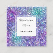 Trendy Glam Paarse, Blauwe & Groene Glitter Sparkl Vierkante Visitekaartje (Voorkant)