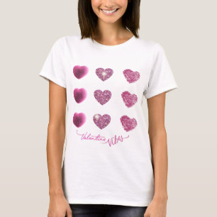 Trendy Glam Sparkle Pink Hearts Valentijn Vibes T-shirt