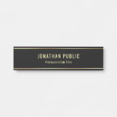 Trendy Glamor Modern Black and Gold Sjabloon Deurbordje (Voorkant)