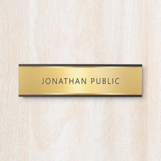 Trendy Glamour Modern Template Black And Gold Deurbordje (Voorkant)