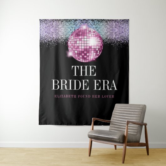 Trendy Glitter Disco Bride Era Bachelorette Party Wandkleed (In situ)