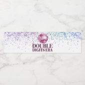Trendy Glitter Disco Double Cijfers Era Paper Waterfles Etiket (Enkel label)