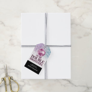 Trendy Glitter Disco Dubbele Cijfers Era Papier Cadeaulabel