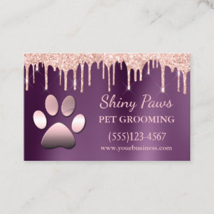 Trendy Glitter Drift Dog Paw Pet Grooming Service Visitekaartje