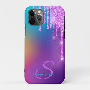 Trendy Glitter Drips Ombre Holographic iPhone 11 Pro Hoesje