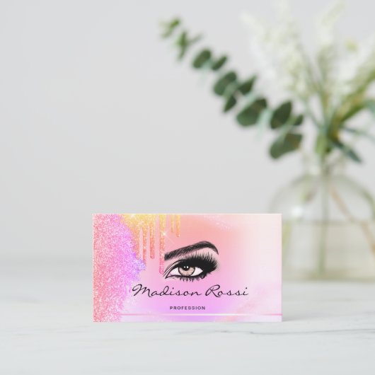 Trendy Glitter Holographic drift Lashes marmer Visitekaartje (Staand voorkant)