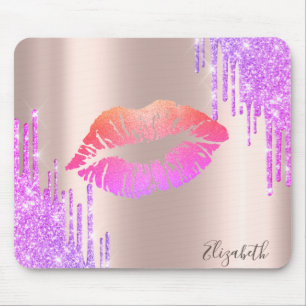 Trendy Glitter Lippen Rose Goud Glitter Druppels Muismat