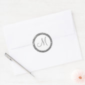 Trendy Glitter Monogram Stickers: Silver Grey Ronde Sticker (Envelop)