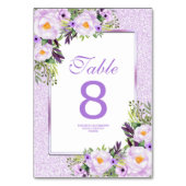 Trendy Glitter Paarse Floral Sweet 16 Kaart (Achterkant)