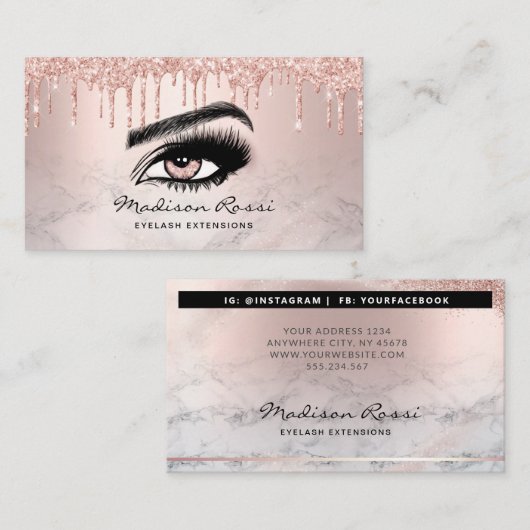 Trendy Glitter Roos gouddruppels Visitekaartje (Voorkant / Achterkant)