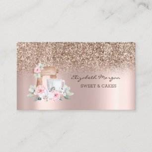Trendy Glitter Roze Goud Mixer Bloem Visitekaartje