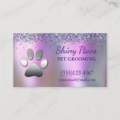 Trendy Glitter Shimmer Dog Paw Grooming Service Visitekaartje (Voorkant)