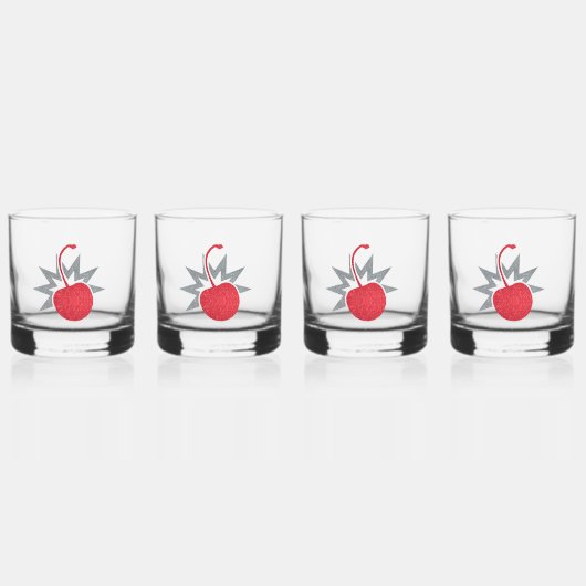Trendy Glitzy Cherry Bomb Whisky Glas (Voorkant)
