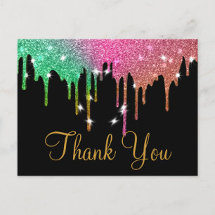 Trendy Goedkoop Goud Glitter Zwart Bedankt Briefkaart