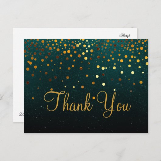 Trendy goedkope gouden glitter groen dank u briefkaart (Voorkant / Achterkant)
