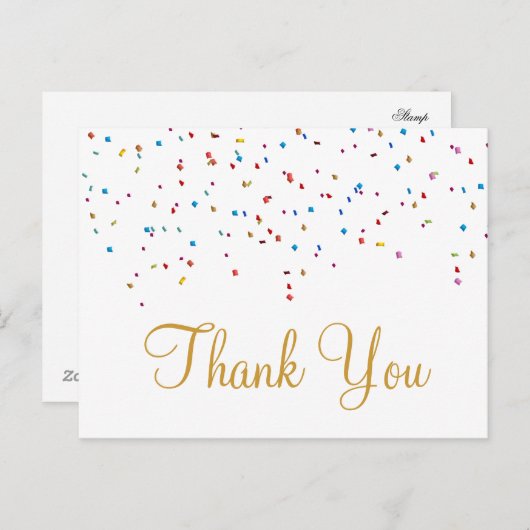 Trendy goedkope gouden glitter wit dank u Pos Briefkaart (Voorkant / Achterkant)