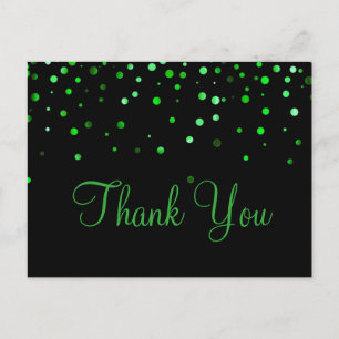 Trendy goedkope groene glitter zwart dank u briefkaart