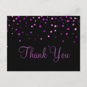 Trendy goedkope Paarse Glitter Black Bedankt Briefkaart
