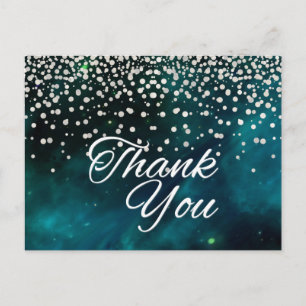 Trendy goedkope witte glitter zwart dank u briefkaart