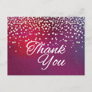 Trendy goedkope witte glitter zwart dank u briefkaart