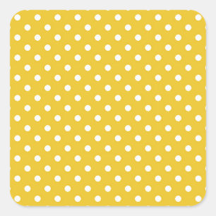 Trendy Gold-achtergrond met witte polka punten 1. Vierkante Sticker