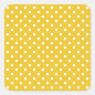 Trendy Gold-achtergrond met witte polka punten 1. Vierkante Sticker