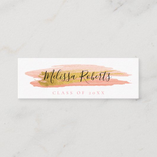 trendy gold and roze afstuderen name insert card mini visitekaartje (Voorkant)