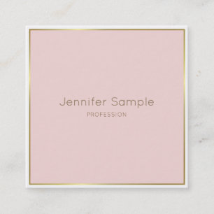 Trendy Gold Blush Pink White Modern Elegant Luxury Vierkante Visitekaartje