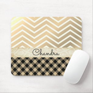Trendy Gold Chevron Gingham Muismat