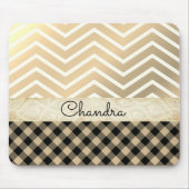 Trendy Gold Chevron Gingham Muismat (Voorkant)