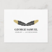 Trendy Gold Dipped Boho Feather Designer White Briefkaart (Voorkant)