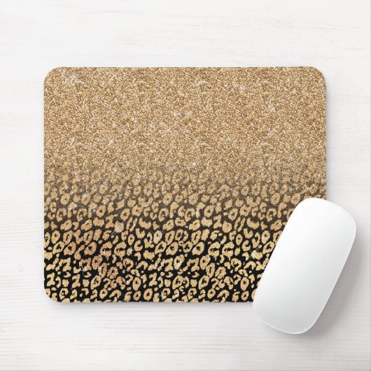 Trendy Gold en zwarte Glitter Ombre Leopard Print Muismat (Met muis)
