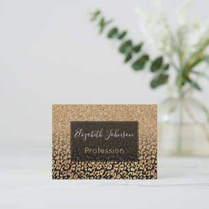 Trendy Gold en zwarte glitter Ombre Leopard Print Visitekaartje