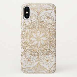 Trendy Gold Floral Mandala Marble Design iPhone X Hoesje