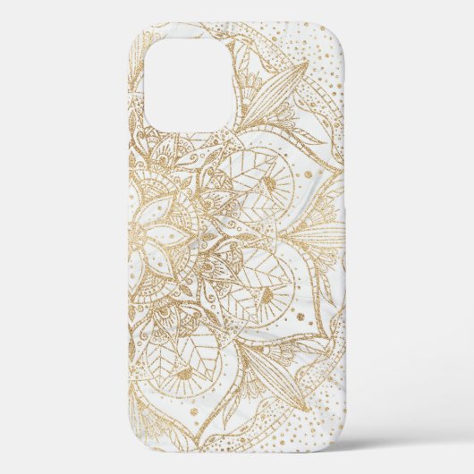 Trendy Gold Floral Mandala Marble Design Case-Mate iPhone Case (Achterkant)