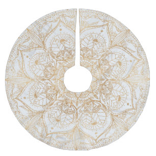 Trendy Gold Floral Mandala Marble Design Kerstboom Rok