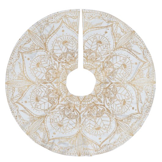 Trendy Gold Floral Mandala Marble Design Kerstboom Rok (Voorkant)