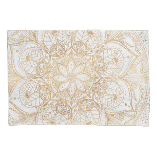 Trendy Gold Floral Mandala Marble Design Kussensloop