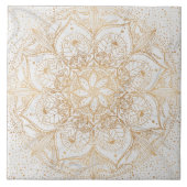 Trendy Gold Floral Mandala Marble Design Tegeltje (Voorkant)