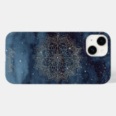 Trendy Gold Floral Mandala Navy Blue Case-Mate iPhone Case (Achterkant (horizontaal))