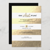 Trendy Gold Foil Striped kerstparty Kaart (Voorkant / Achterkant)