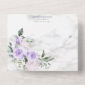 Trendy Gold Geometric Lila Floral Marble Spring All In One Uitnodiging (Achterkant)
