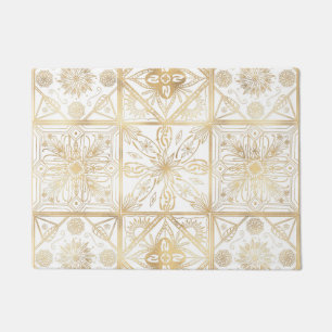 Trendy  Gold Geometric Ornament Tile Art Deurmat