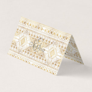 Trendy Gold Geometric Tribal Aztec Pattern Visitekaartjes