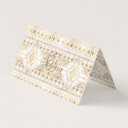 Trendy Gold Geometric Tribal Aztec Pattern Visitekaartjes (Voorkant)