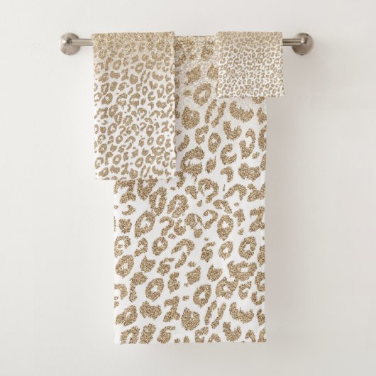 Trendy Gold Glitter en afdrukverloop op luipaard Bad Handdoek (Insitu)