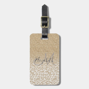 Trendy Gold Glitter en afdrukverloop op luipaard Bagagelabel