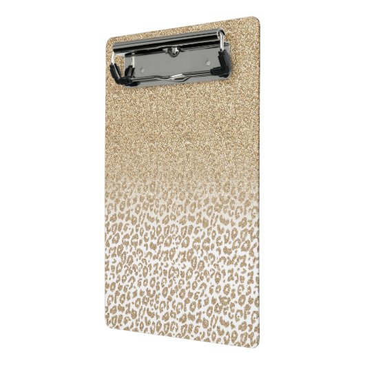 Trendy Gold Glitter en afdrukverloop op luipaard Mini Klembord (Angled2)
