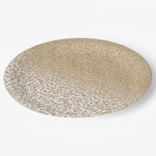 Trendy Gold Glitter en afdrukverloop op luipaard Papieren Bordje